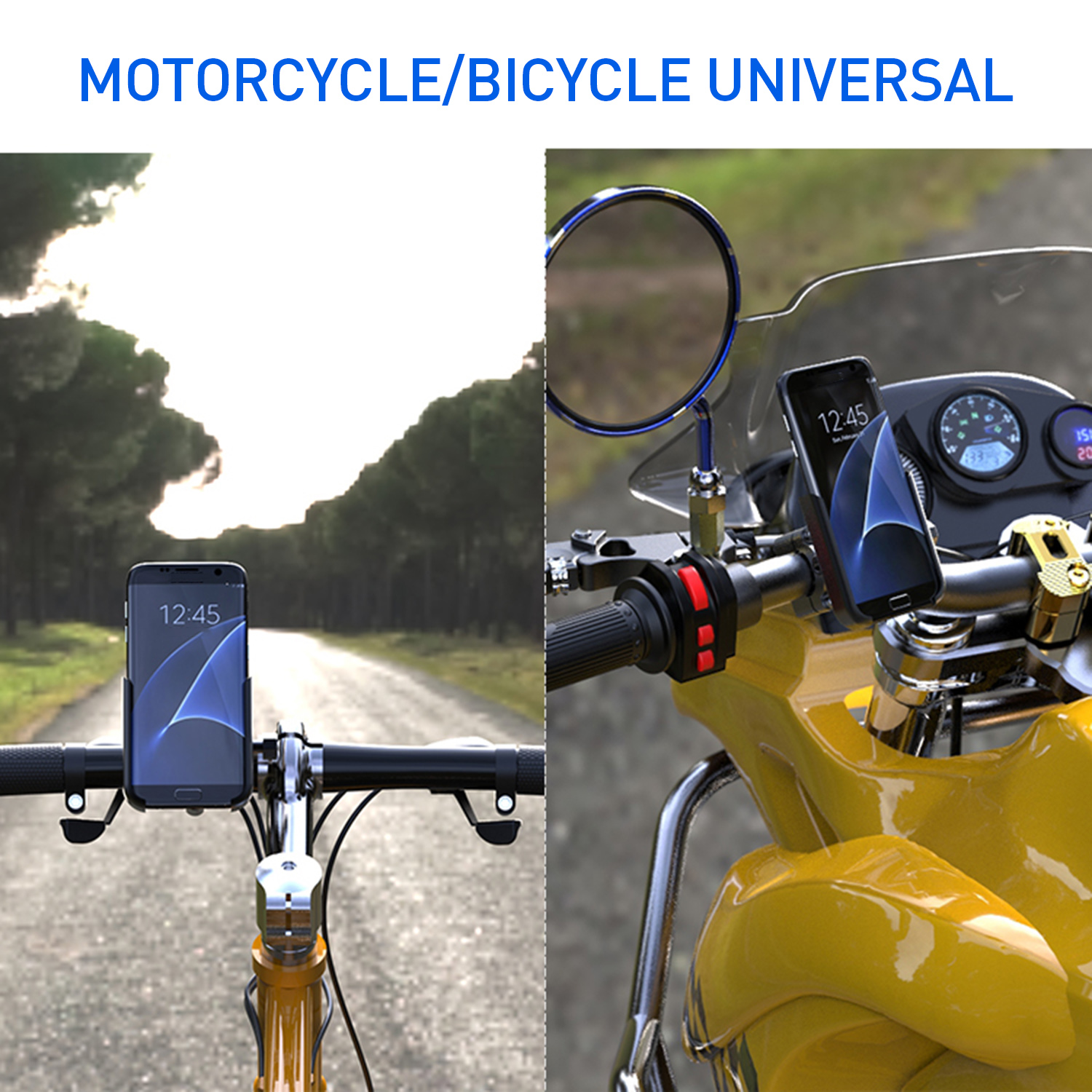 Motorcycle Bicycle Adjustable Phone Holder Mount Bike Handlebar Mobile Phone Holder Clip for 4-6.5inch Smart Mobile Phone