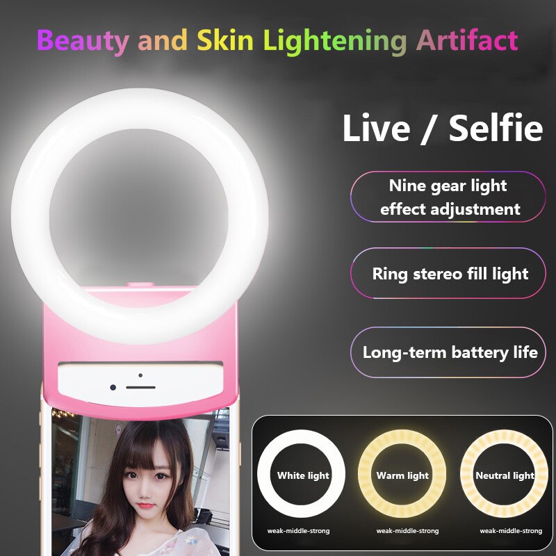 Universal LED Selfie Ring Fill Light Dimmable Mobile Led Ring Lamp Photography For Makeup Video Live Aro De Luz Para Celular