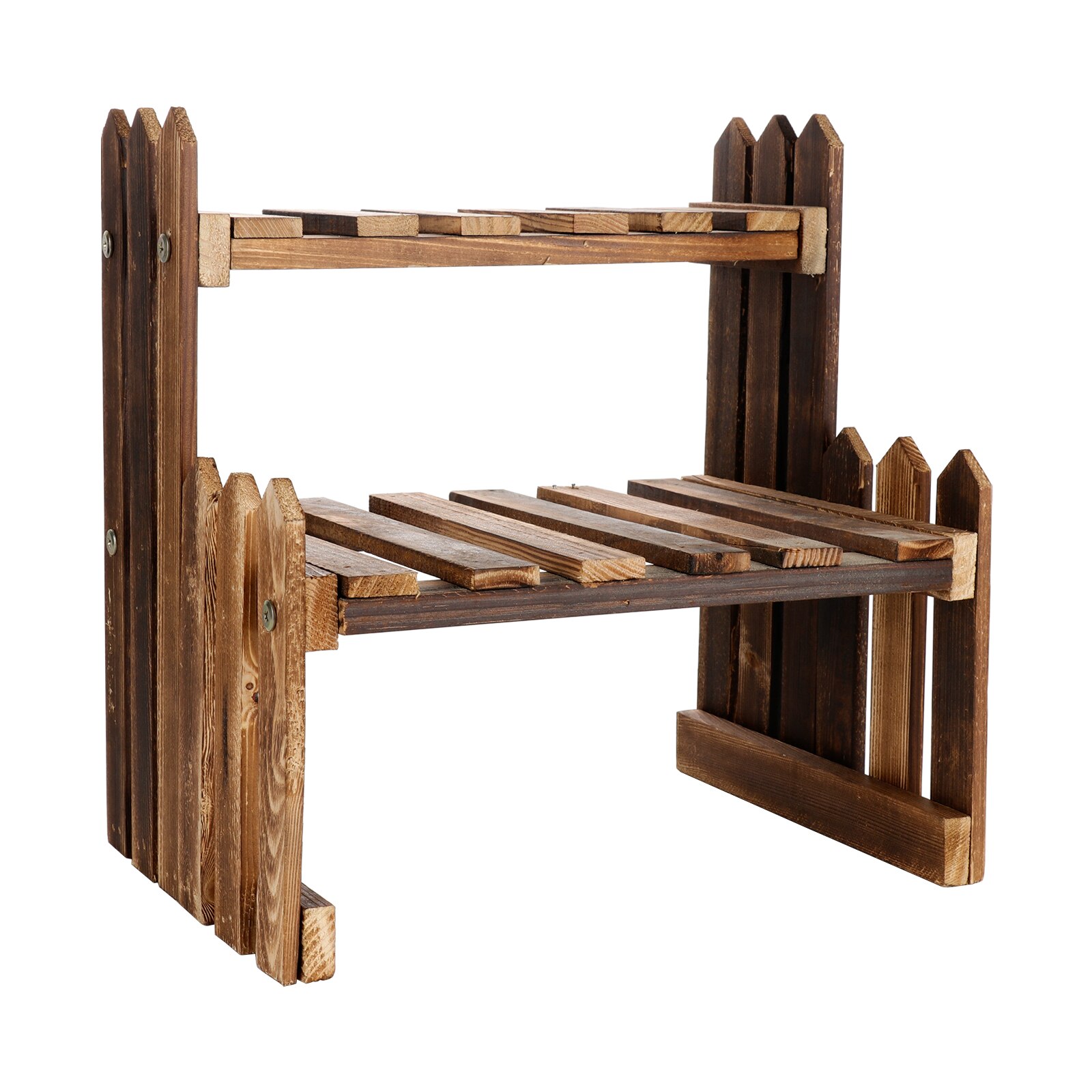 Multi Tier Garden Shelf Two-layer Display Shelf Wooden Flower Stands Balcony Corner 1pcs Outdoor Tool Flowers Wood Plant Stand