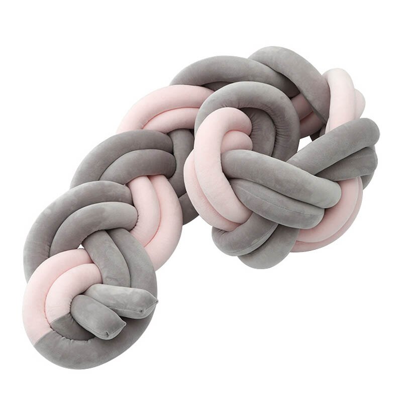 1.5M Geknoopt Twist Touw Handgemaakte Barrière Braid Knot Kwekerij Voor Kind Wieg Hek Cot Rail: pink grey