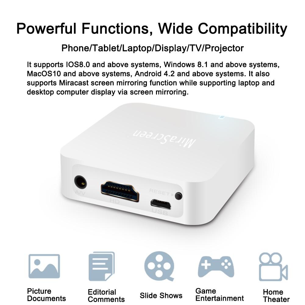 nueva versión MiraScreen X7 inalámbrico WiFi teléfono inteligente pantalla espejo pantalla receptor dispositivo para teléfono móvil tableta