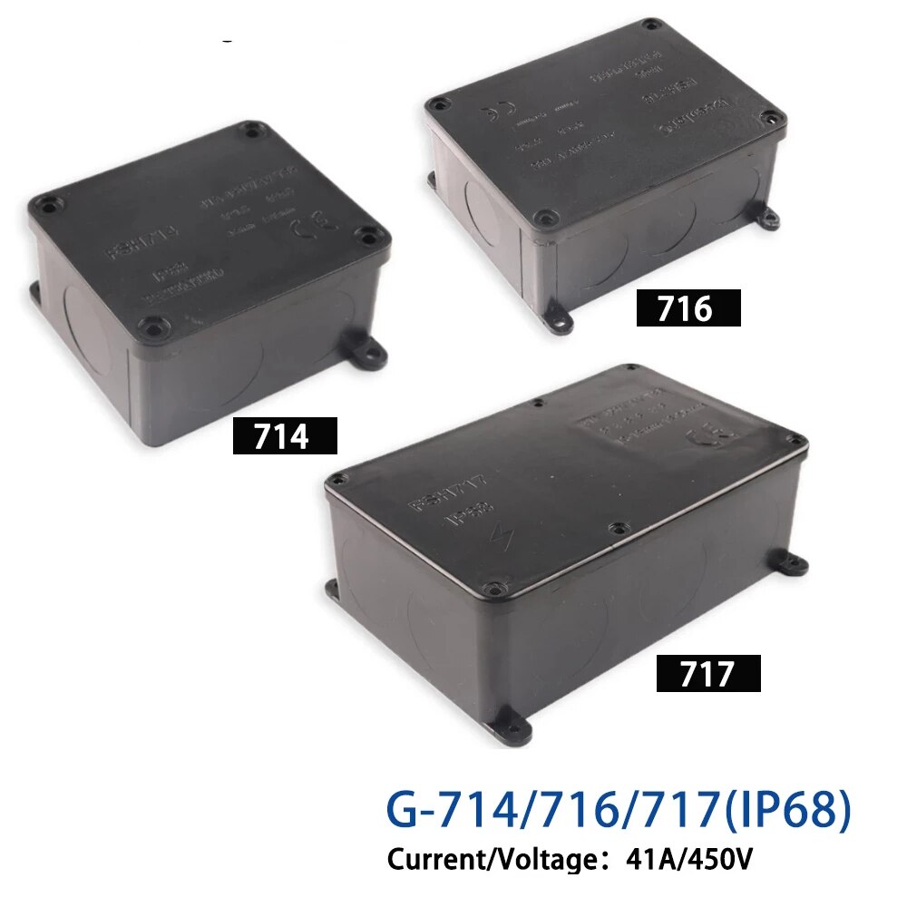 Outdoor Waterproof Electrical wiring Junction Box IP68 41A/450V With Terminal Can Cut Holes Connection Cable Wire Connector