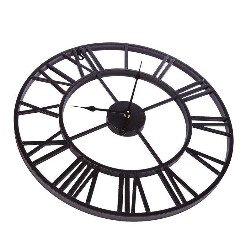 DORBOKER Grote wandklok van 60 cm met bewegende tandwielen, oversized vintage industriële rustieke boerderijklokken voor woonkamerdecoratie, kantoor thuis, massief houten retro metalen HD gehard