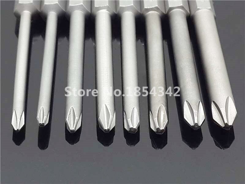 8Pcs 75mm Long Magnetic Hex Cross Head Screwdriver Bits Electric Screwdriver Set S2 PH0,PH1,PH2