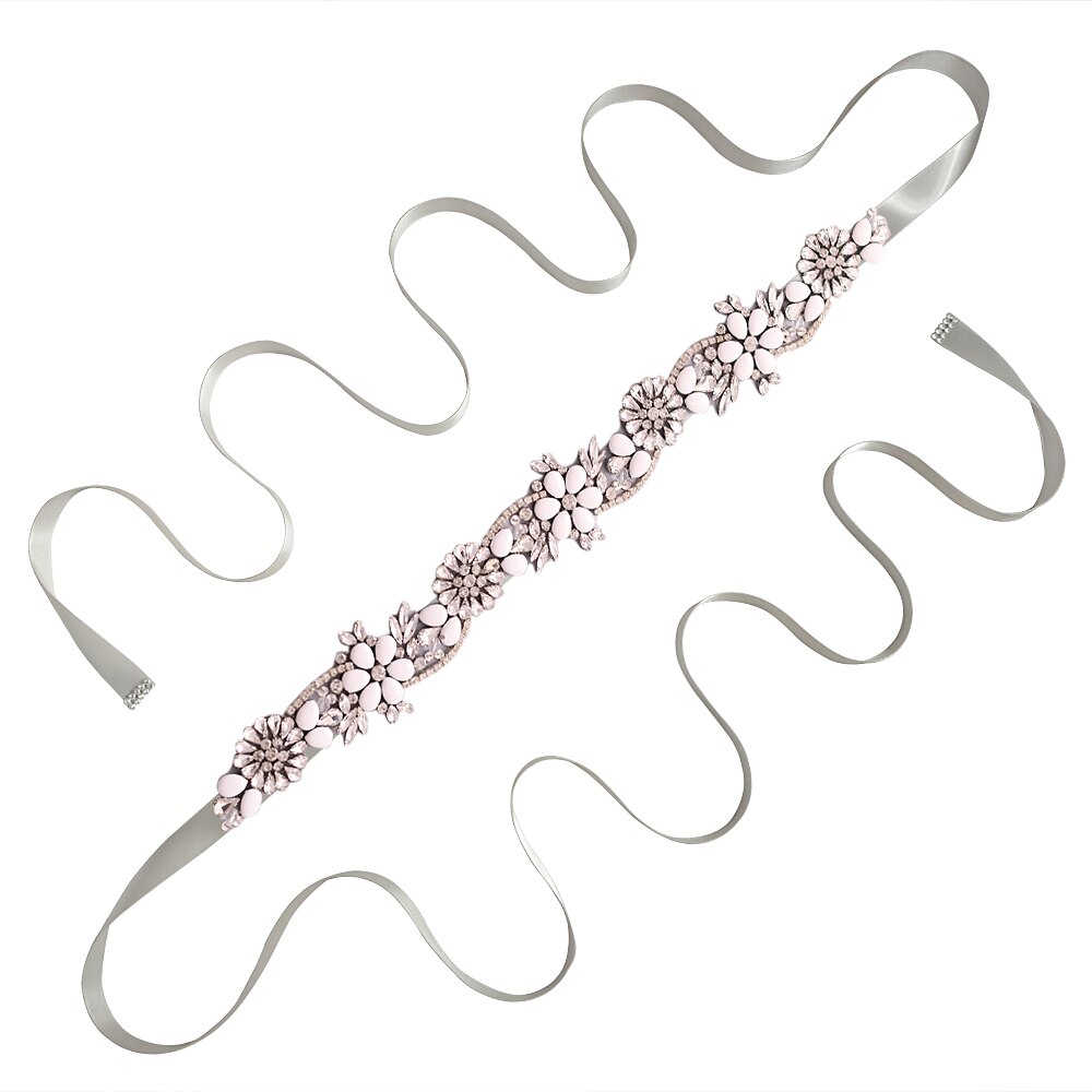TRiXY S431 Elegante Silber Strass Gürtel Hochzeit Gürtel Schärpe Braut Gürtel für Frauen Brautjungfer Gürtel Juwel Gürtel für Braut Bund: grau