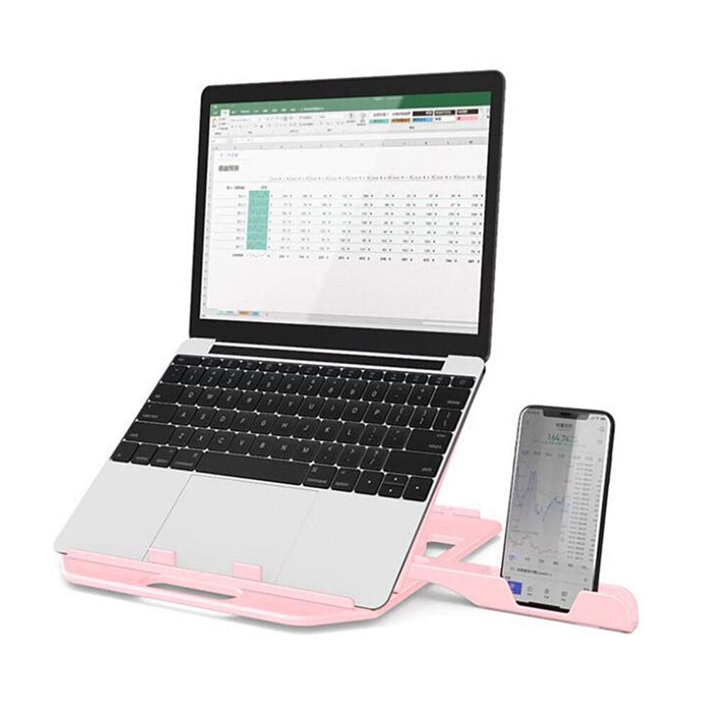 7 gir høydejustering sammenleggbar bærbar pc-holder med glidende kjølebrakett med mobiltelefonholder til macbook pro stativ