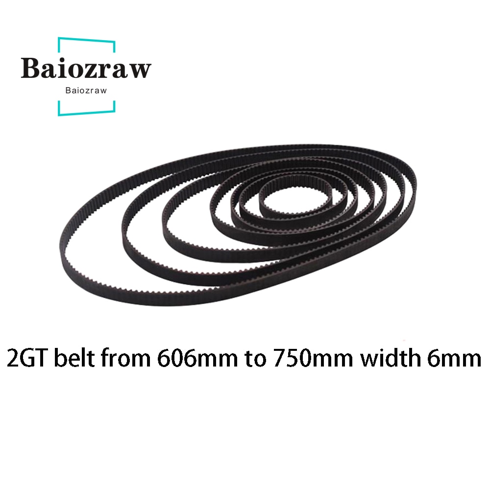 3D Printer Parts GT2 6mm Closed Loop Rubber Timing Belt 606 610 616 630 640 650 660 670 690 696 700 710 738 740 750mm 2GT 1pcs