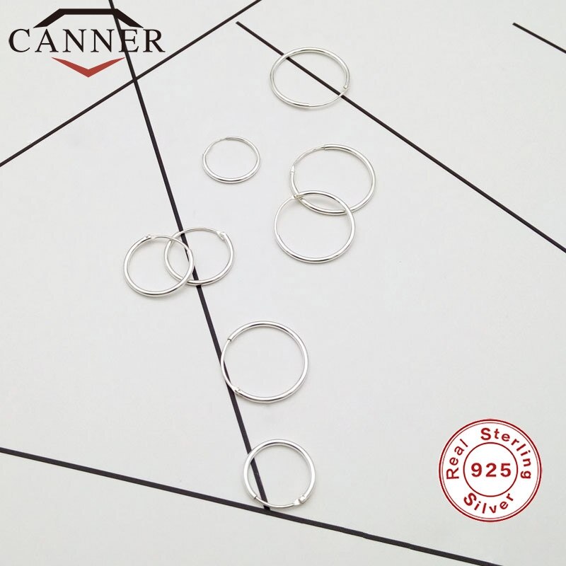 CANNER-Mini pendientes de aro simples para mujer, de Plata de Ley 925, pendientes redondos de temperamento a la , THN