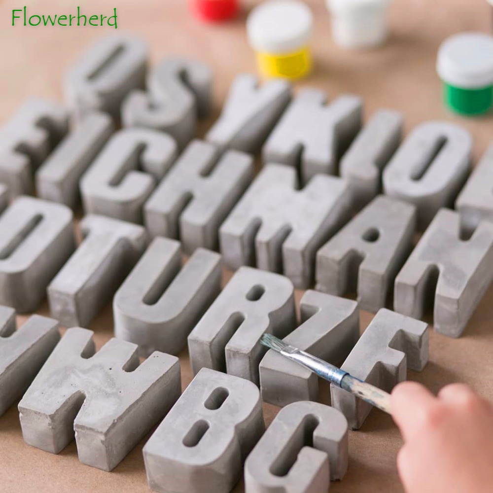 Alfabet beton silikone forme cement store bogstaver antal skimmel kage harpiks form diy gips håndlavede hjemmedekorationer værktøjer
