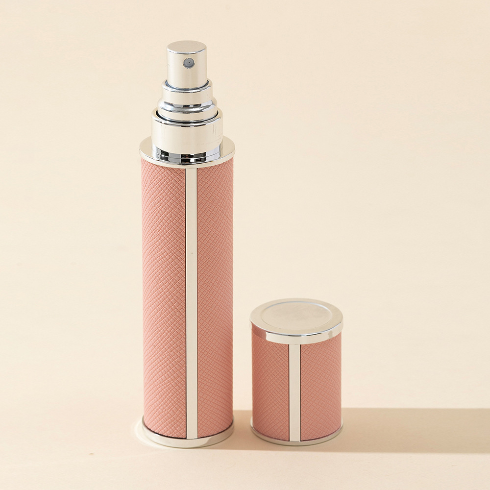 10ml leren parfumverstuivers, draagbare flesjes voor vloeibare cosmetica, mini-parfumflesjes voor op reis, navulbare lege spuitfles: Roze