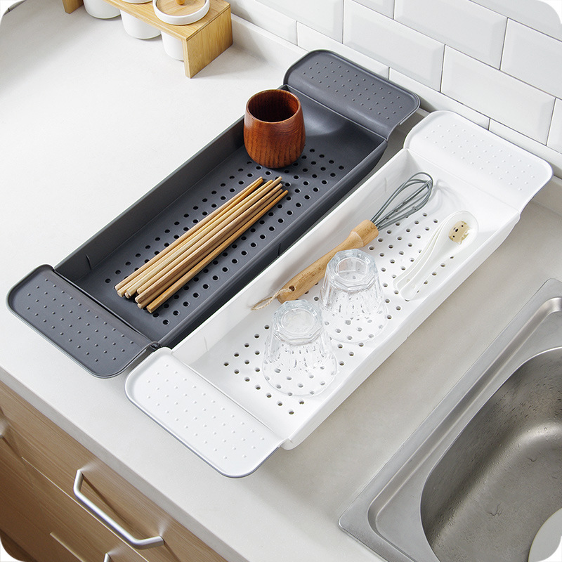 Bandeja de baño de plástico multiusos ajustable, bandeja para bañera, soporte de libro para ducha, vino, herramienta de cocina, escurridor de baño, cocina