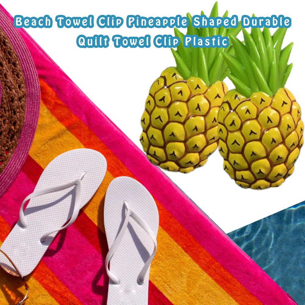 Strandtuch-Clips In Ananas-Design – 4 Stück, Kunststoff, 12 Cm Lang – Halten Handtücher Am Strand, Pool & Garten Fest
