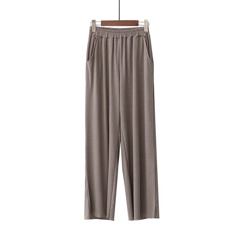 Spring And Autumn Ladies Cotton Pants Women Simple Style Large Size Comfort Loose Homewear Femme Soft Sleep Bottoms: mocha