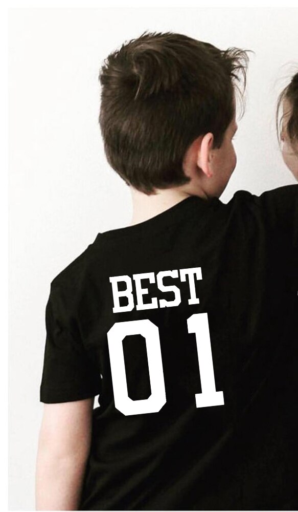T-shirt «Best Friend» pour enfants, tenues assorties pour la famille, manches courtes, imprimé au dos, pour les meilleurs amis: 54V9-KSTBK- / 12T