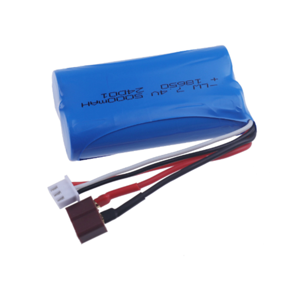 Li-Ion Batteri 7.4V 5000mAh 18650 2S för Wltoys RC Bil - Reservdelar: Grå