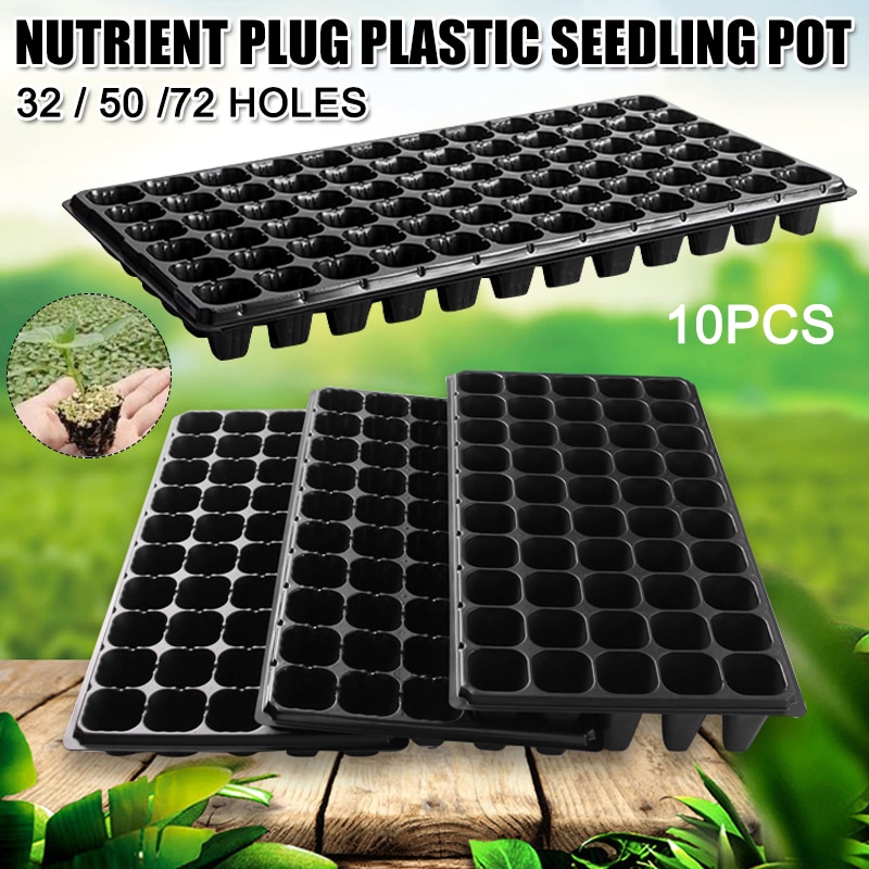 10Pcs Seeding Tray Plastic Nursery Tray Succulent Plants Pot Seed Grow Box Tray JS23