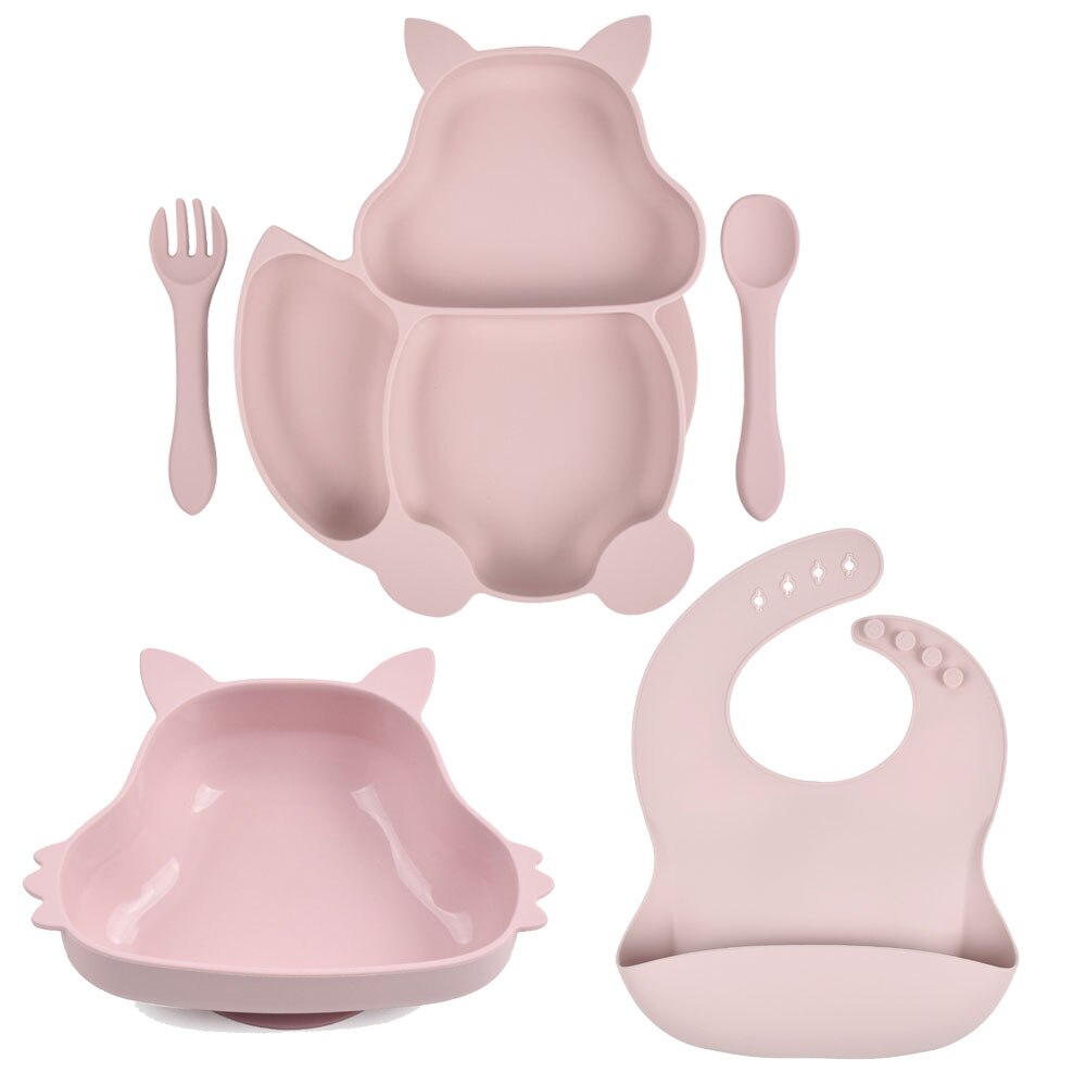 Juego de vajilla de silicona para bebé, platos de grado alimenticio, forma de Animal, plato para niños, sin BPA, antideslizante, 5 unids/set: Y26