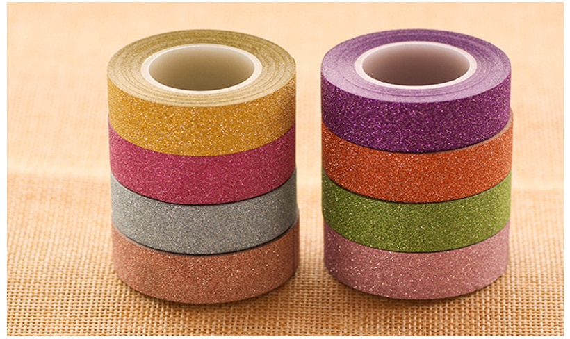 Självhäftande silverguld glitter washi tejp scrapbooking julfest kawaii söta dekorativa papper hantverk
