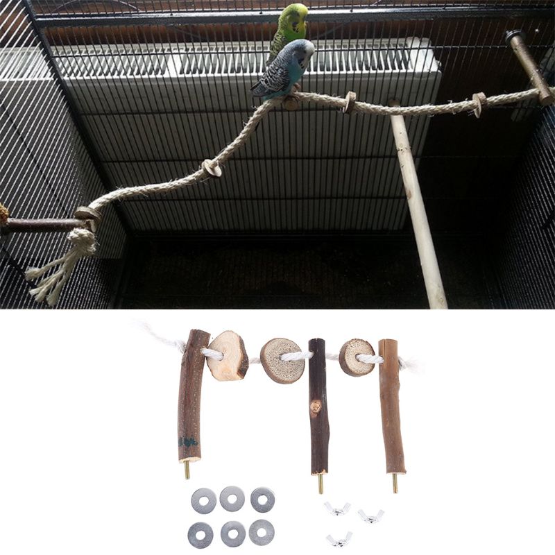 Pet Bird Parrot Cockatiel Stand Frame Parakeet Cage Ladder Climbing Hammock