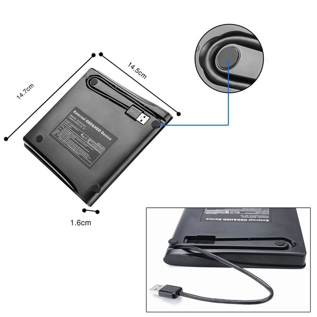 USB 3.0 DVD-ROM Lecteur Optique Externe Mince CD ROM Lecteur de Disque Ordinateur De Bureau ORDINATEUR PORTABLE Tablette LECTEUR DVD