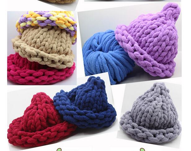 1pc = 250g gör-det-själv super skrymmande armstickningsull 2.5cm tjocka mattor stickat chenille chunky garn för stickning för handstickning