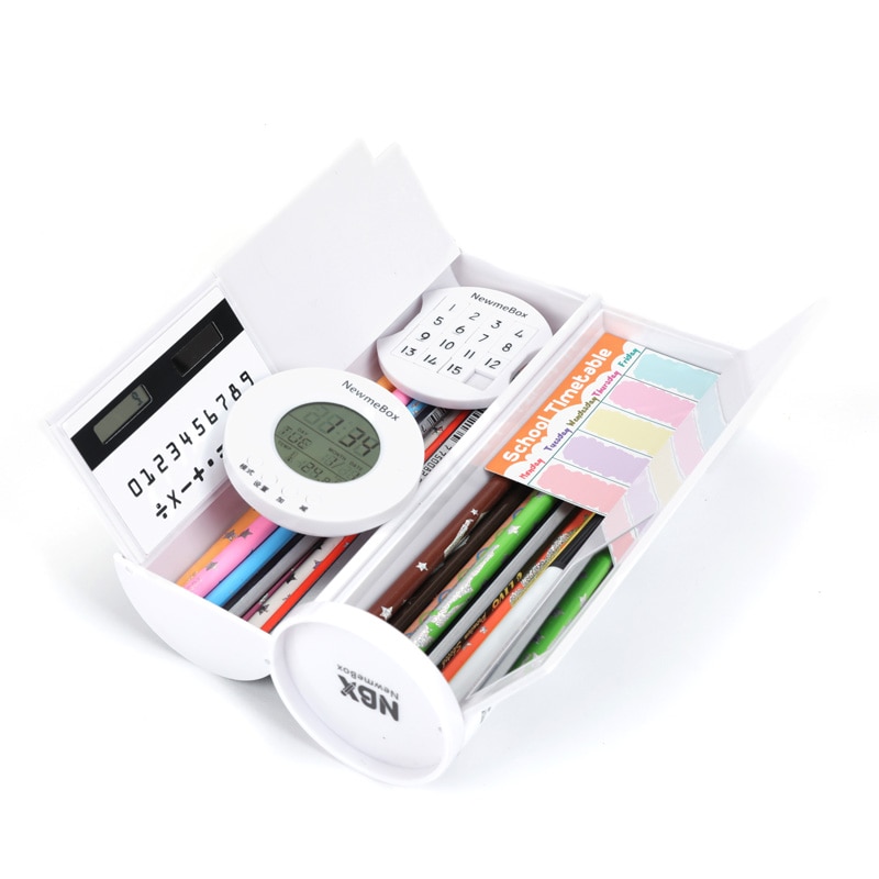 NBX Pencil Case Organizer simple Stationery Box Coded Lock Password Multi-Function Black white Pen Holder for Boy Girl