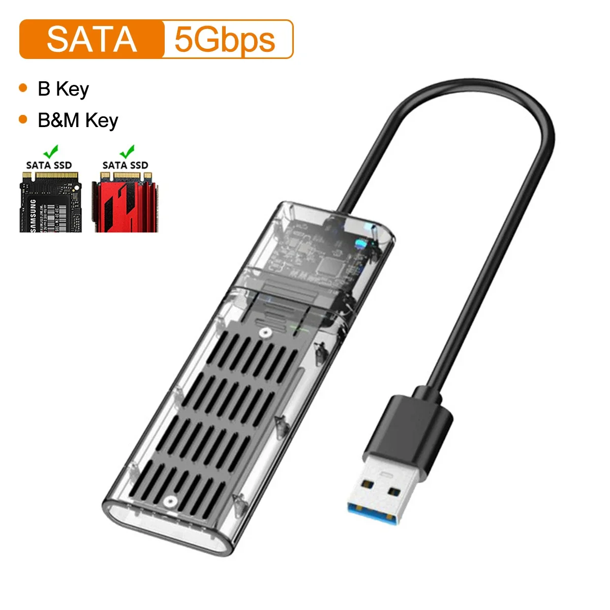 MAIWO M.2 NGFF SATA SSD Enclosure Case M.2 To USB 3.0 Gen 1 5Gbps High-speed SSD Enclosure For SATA NGFF SSD 2242 2260 2280mm: Dark Grey