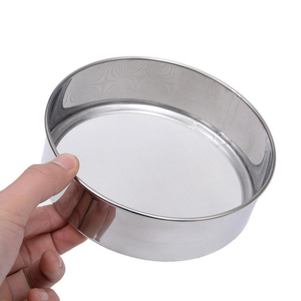 Tamiz de harina de acero inoxidable seguro y duradero, filtro de criba, herramienta de cocina, accesorios de cocina