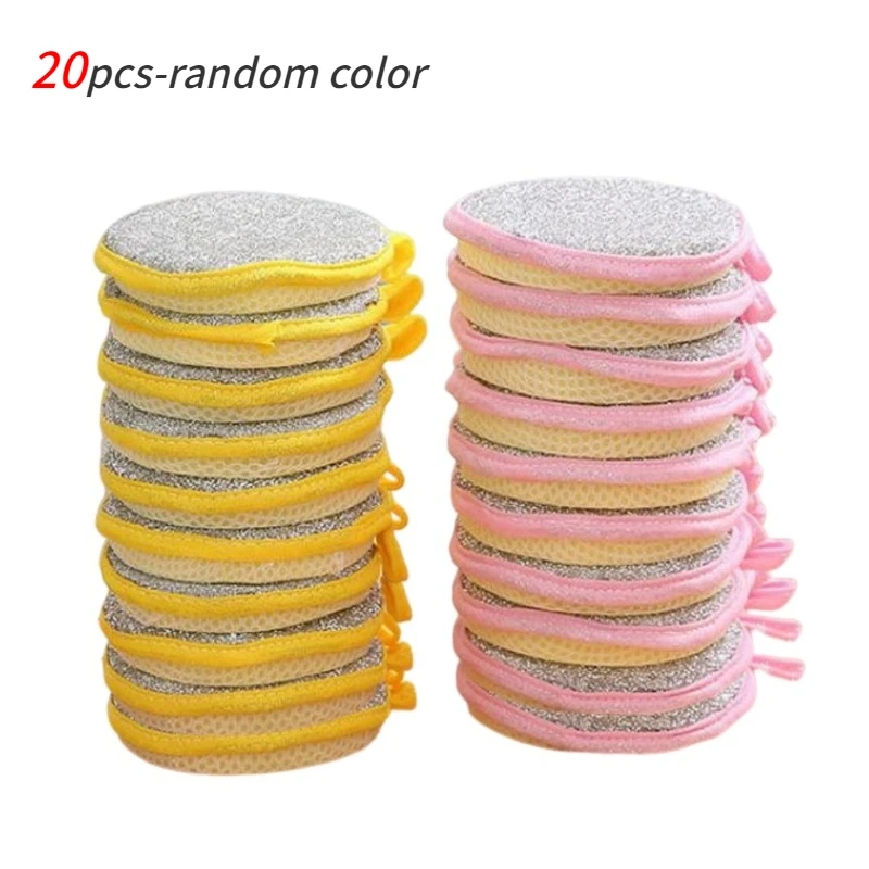 Double Side Dishwashing Sponge Dish Washing Brush Pan Pot Dish Wash Sponges Household Cleaning Reusable Kitchen Tool: Dark Grey