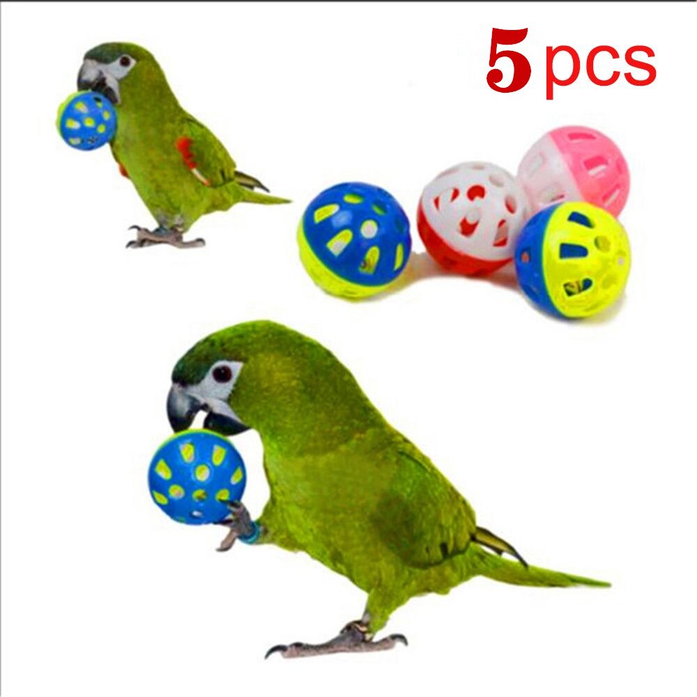 Kimi Papegaai Speelgoed Kleurrijke Hollow Rolling Bel Bal Vogel Speelgoed Parkiet Valkparkiet Papegaai Kauwen Kooi Fun Kat Speelgoed: 5PCS Bird Toy
