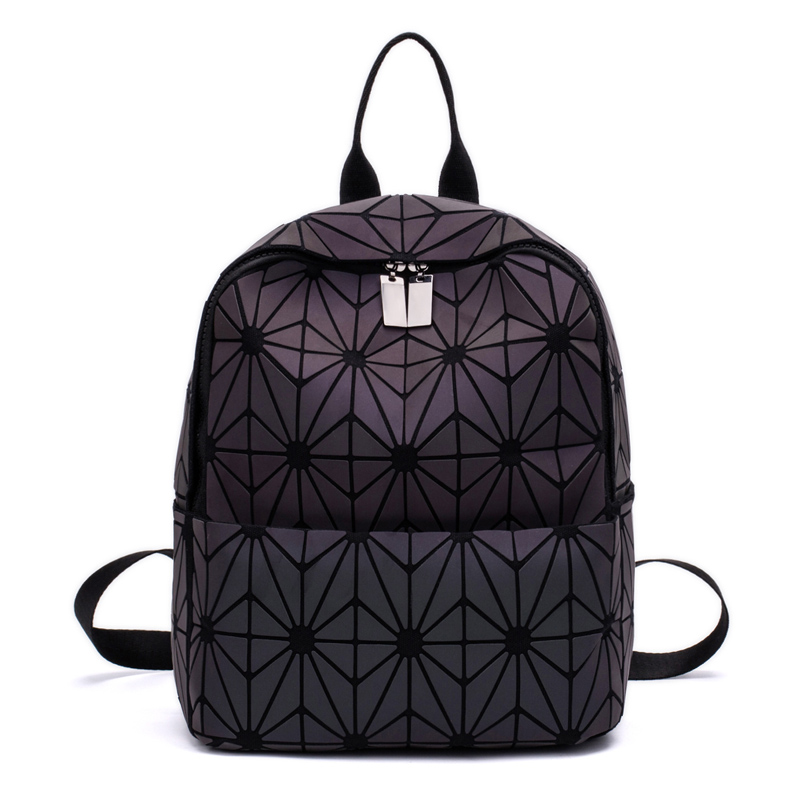 leucht Frauen Rucksäcke Mädchen Täglichen Rucksack Weibliche Geometrie Paket Pailletten Falten bagpack Taschen Mini Schule Tasche: leuchtend C