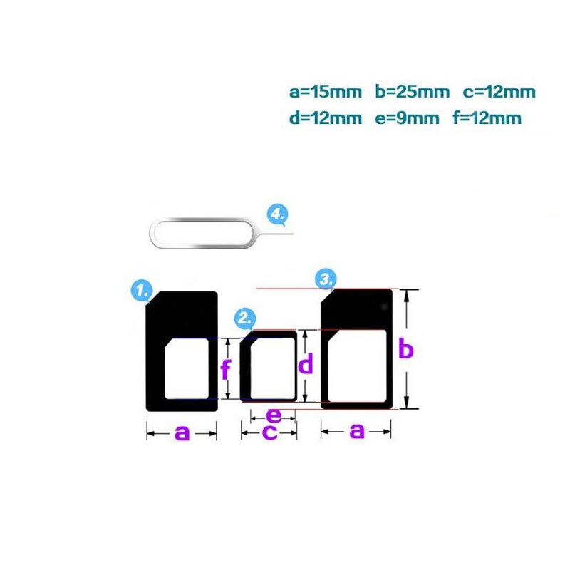 50pcs 4 in1 SIM Card Adapter For iPhone 5 nano sim adapter set SIM Card Full sim card adapter for phone Droshipping