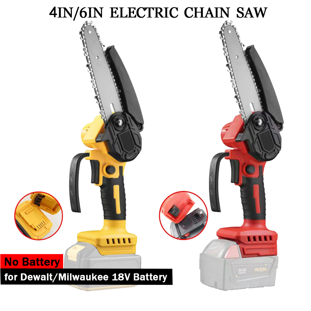 Mini motorsåg 4/6- tum sladdlös träbearbetning handhållen trädgårdssåg skärande elverktyg passar dewalt/milwaukee 18v batteri