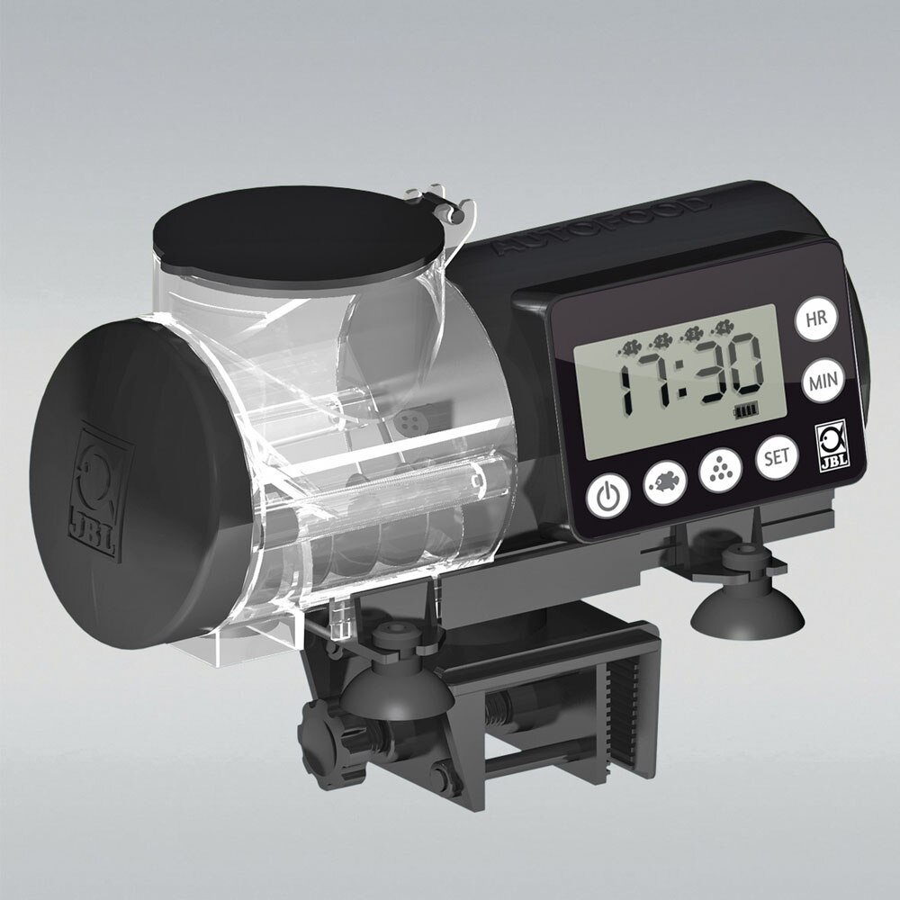Jbl automatare elektronisk lcd display digitalt program fiskfoder foder granulat pellets akvarium vit svart: Jbl matare svart
