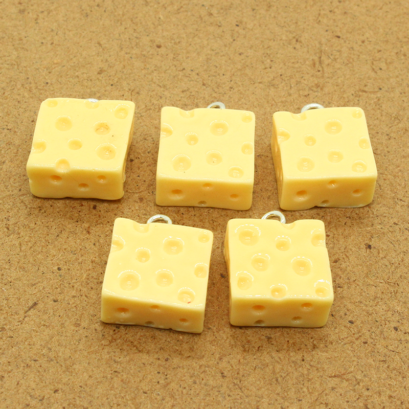 10 st 3d mini fyrkantig ost bröd mat harts berlocker söta örhängen halsband nyckelring gör det själv smycken hänge tillbehör tillbehör
