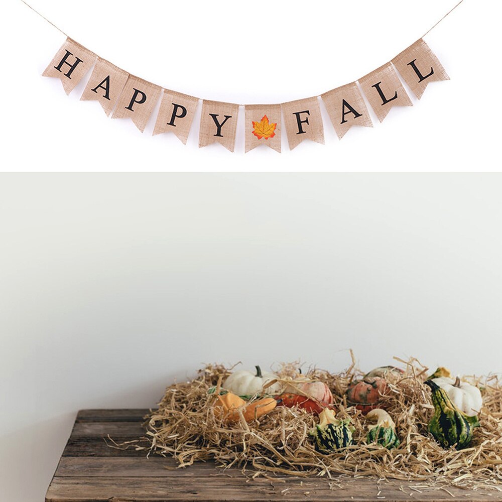 1pc Banner Swallowtail Shape Happy Fall Maple Beautiful Decorative Bunting Banner Supplies for Festival Summer Hawaii Party