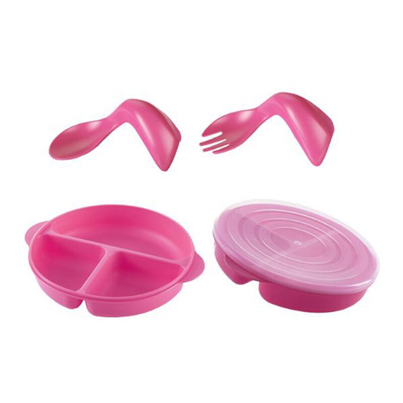 1 PC Safety Plate Children's Cartoon Dinner Plate Dishes Fruit Round Split 3 Grid Baby Plate