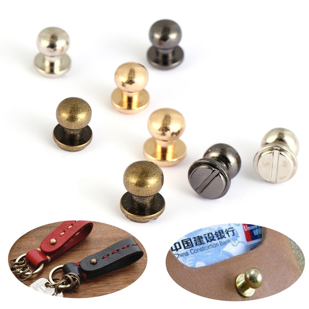 10pcs Round Monk Head Screws Leather Craft Belt Wallet Garment Solid Brass Nail Rivets Screws Bags Accessories Tacks Clothes