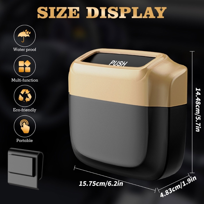Cubo basura para coche, bote basura colgante con tapa, caja almacenamiento para basura vehículo