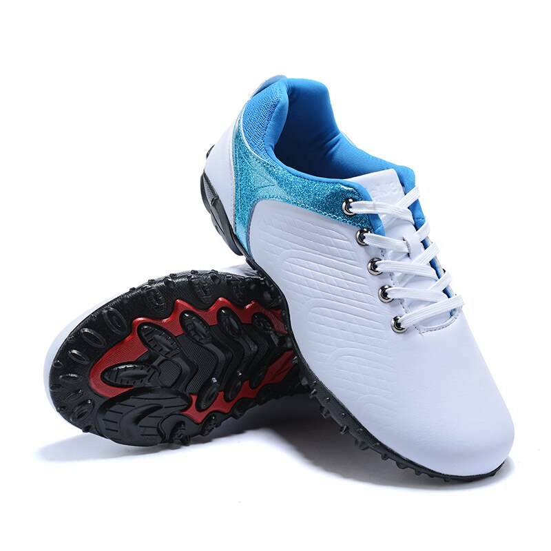 Leather Mens Golf Shoes Anti Slip Golf Sport Sneakers White Blue Breathable Golf Sneakers Trainers for Men
