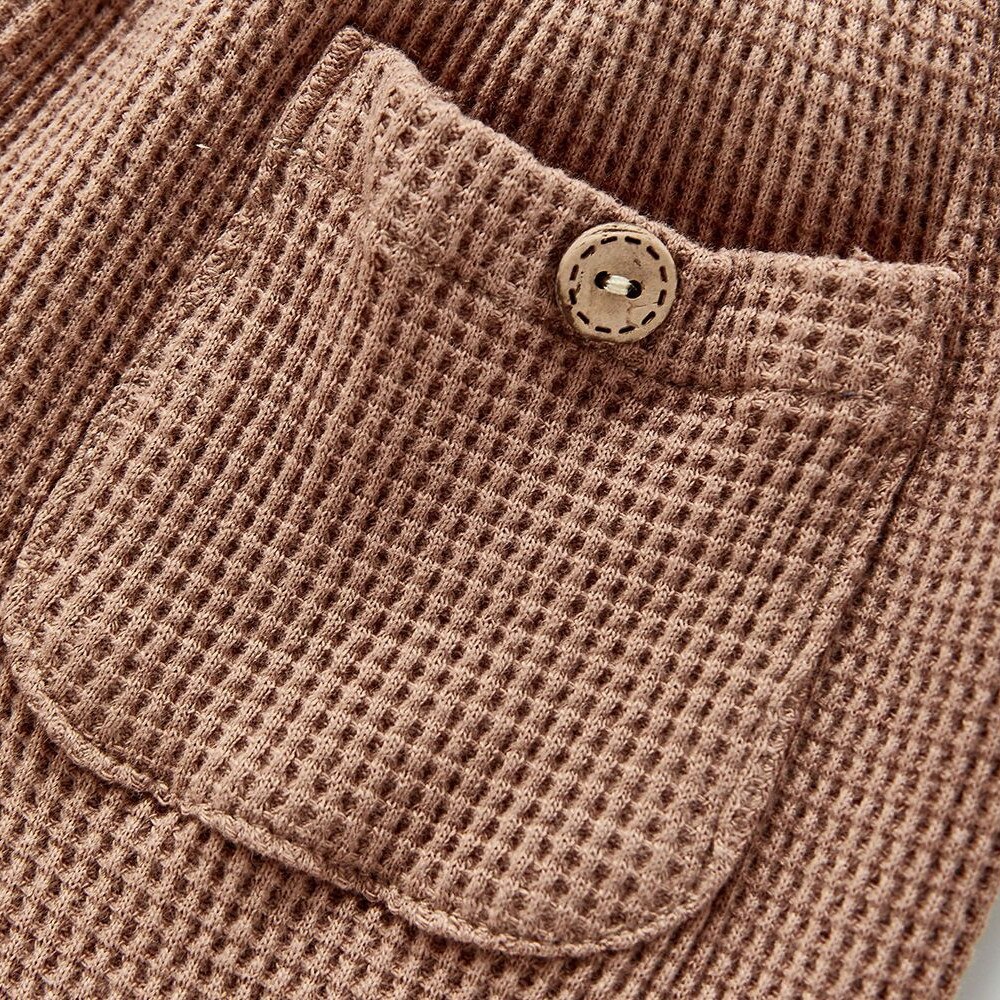 Baby Casual Broek Jongens En Meisjes Wafel Buitenlandse Stijl Peuter Broek Voor Buitenste Dragen Effen Kleur Met Zakken