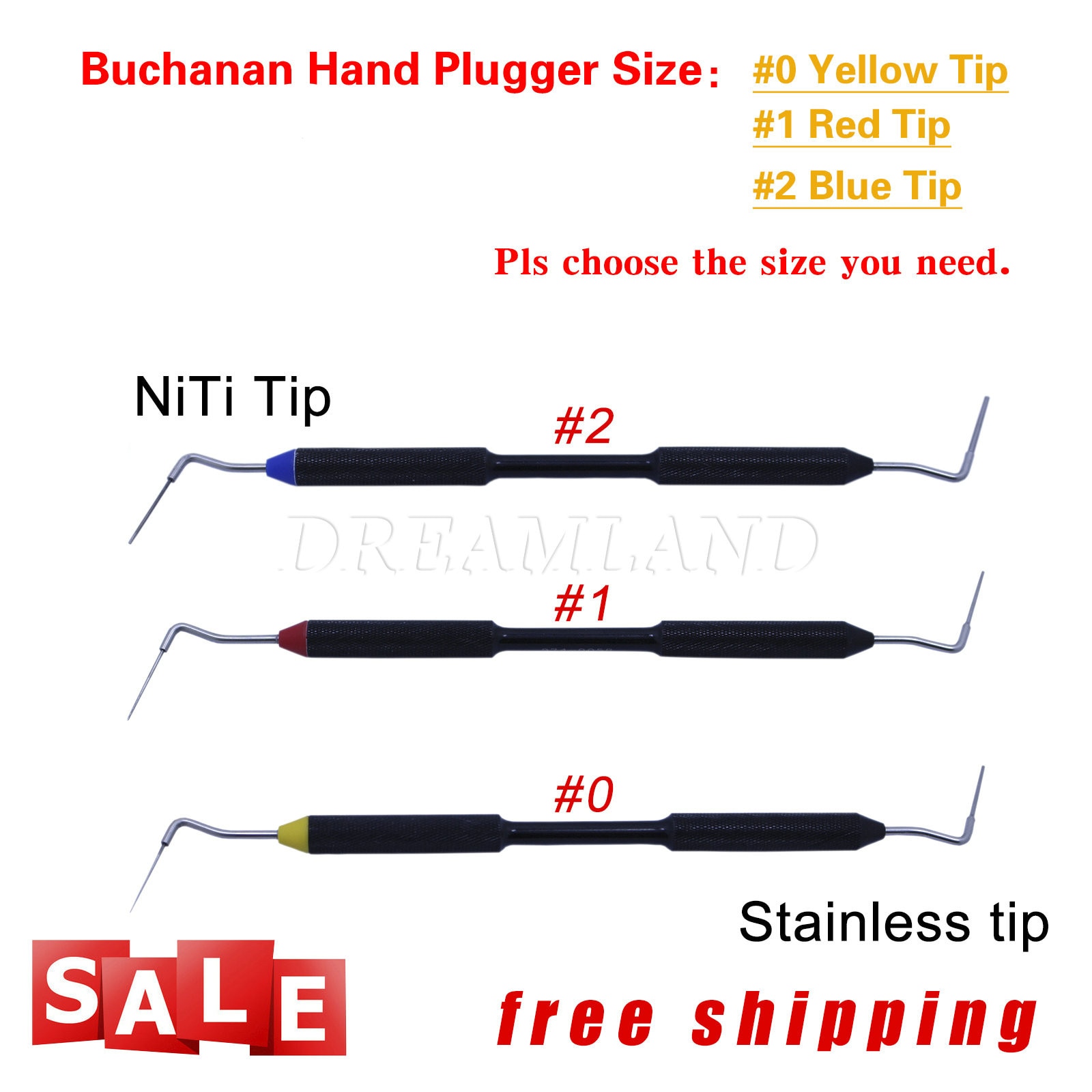 Sall! Tandheelkundige Sybronendo Endo Buchanan Hand Plugger Niti Tip Vul Obturation Maat 0,1,2