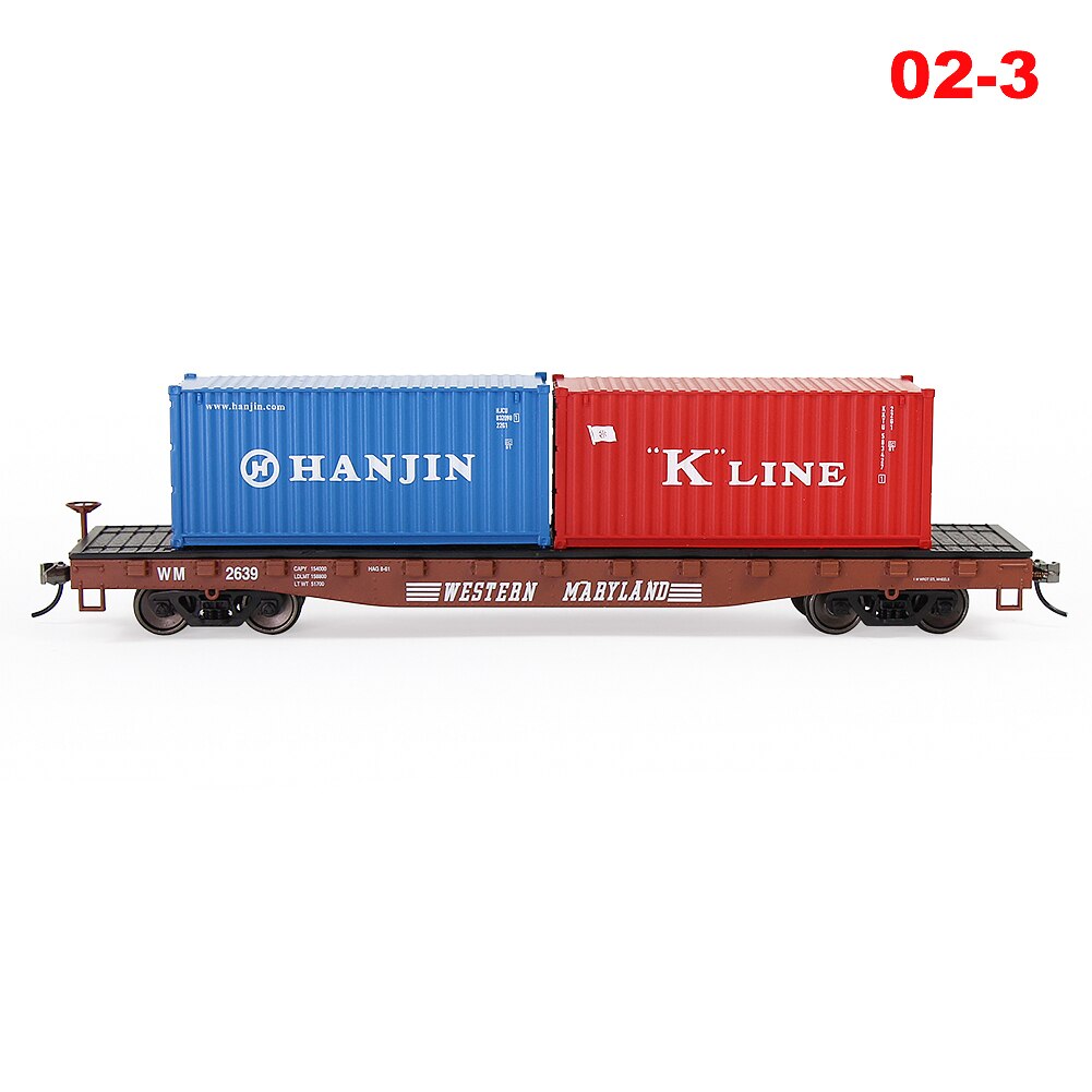 C8741 Model Railway Layout HO Scale 1:87 52ft Flat Car with 40&#39; 20&#39; Container Oil Tanks Lot: 02-3