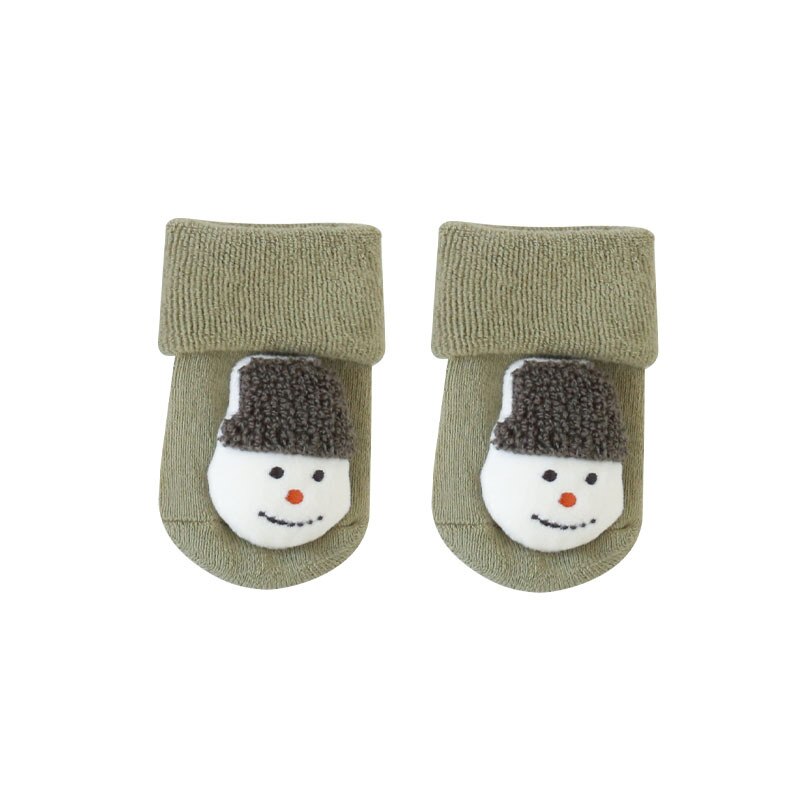 Calzini per bambini di natale albero babbo natale calzini da pavimento in cartone animato 3D calzino invernale suola antiscivolo per accessori per abbigliamento da bambino per bambina: snowmen sock / 12m