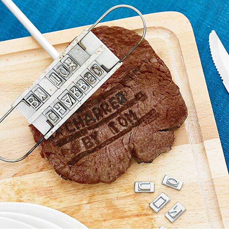 Creatieve Barbecue Biefstuk Vlees BBQ Vlees Branding Ijzer Met Verwisselbare Letters BBQ Tool Verwisselbare 55 Letters