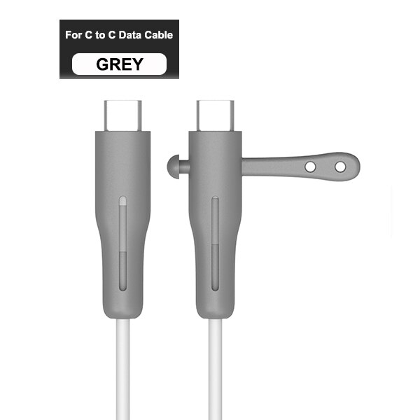 Protecteur de câble pour Apple iPhone USB chargeur câble protecteur cordon économiseur fil enrouleur Protection pour iPhone ligne de données protecteur: C to C  Grey