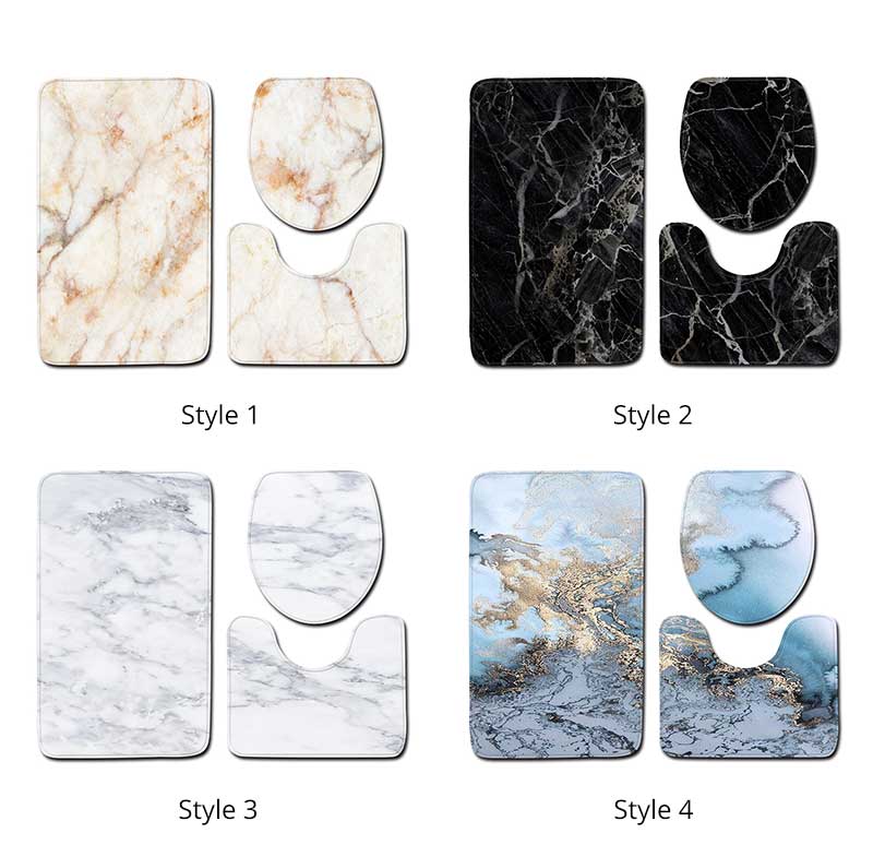 3Pcs Badkamer Tapijt Badmat Set Marmer Gedrukt Floor Mat Flanel Wc Tapijten Antislip Keuken Badkamer Tapijt wc Mat Tapete
