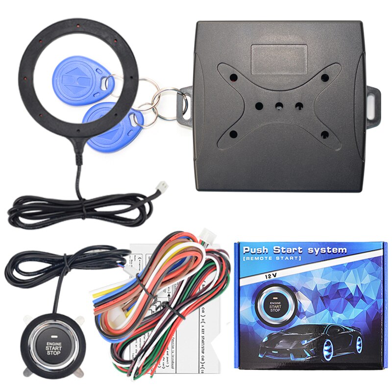 12v one START STOP button engine starter Keyless Entry with RFID Lock car start system autostart