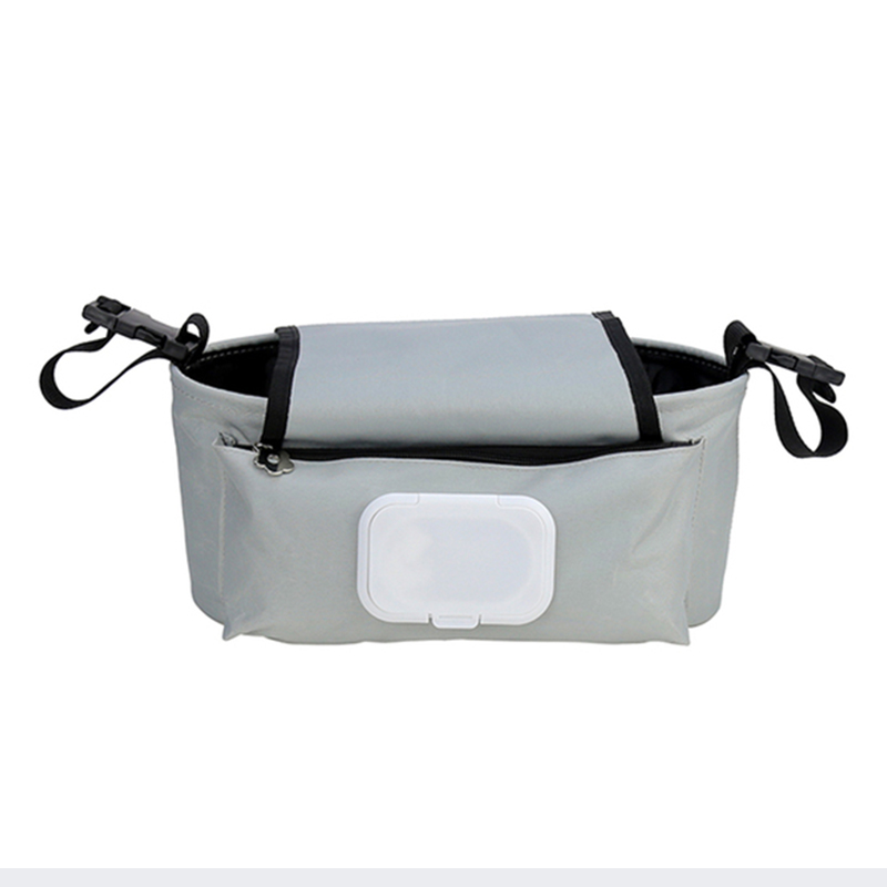 Large capacity baby stroller hanging bag flip wipes storage box baby diaper bags organizer shoulder bag shoulder bag mummy bag tote: White