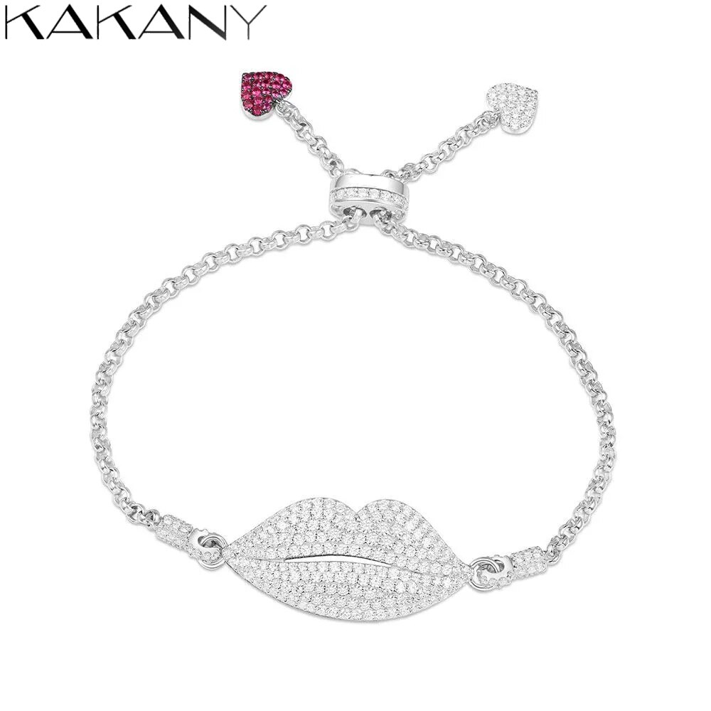 Kakany Original 1: 1 Romantische Herz Lippe bilden Glänzend Zirkon Ohrringe Monaco Frauen Glanz Schmuck